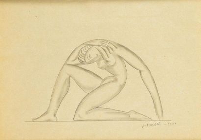 Jan et Joël MARTEL (1896-1966) Naked woman kneeling, 1921
Pencil lead on bistre paper.
Signed...