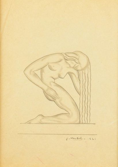 Jan et Joël MARTEL (1896-1966) Mélissandre, 1921
Pencil lead on bistre paper (top...