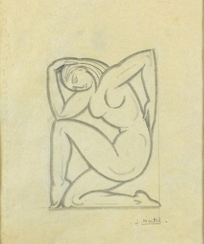 Jan et Joël MARTEL (1896-1966) Nude woman
Pencil lead on bistre paper.
Signed J....