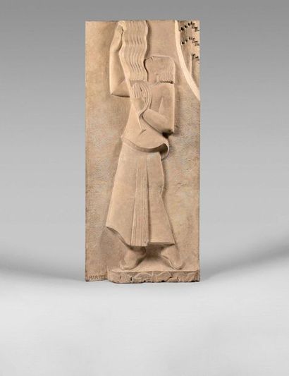 Jan et Joël MARTEL (1896-1966) Pélléas, circa 1931
Patinated plaster (splinter at...