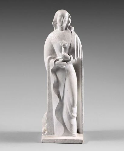 Jan et Joël MARTEL (1896-1966) Sainte Thérèse dite La dame à la rose, 1935
Plâtre...