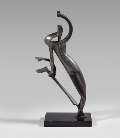 Jan et Joël MARTEL (1896-1966) Figurehead, 1938-1939
Patinated pewter, marble base...