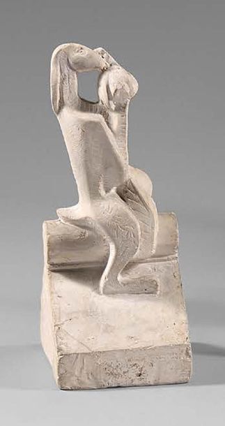 Jan et Joël MARTEL (1896-1966) Gargoyle project with rabbit and bird for Metz Cathedral,...