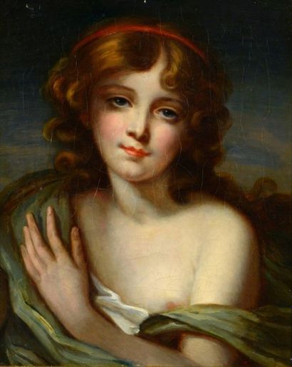 École Française du XIXe siècle 
Portrait de jeune fille
Huile sur toile, non signée.
(Petites...
