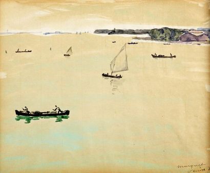 Albert Marquet (1875-1947) 
Barques sur la lagune
Aquarelle sur papier, signée en...