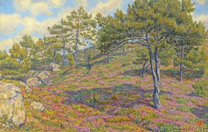 Henri RIVIERE (1864-1951) Landiris, les pins sur la lande, août 1905
Aquarelle, porte...