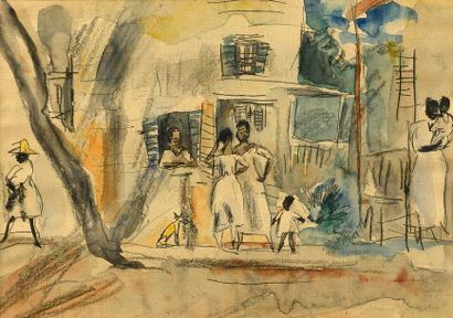 Jules PINCAS dit PACIN (1885-1930) 
Havana Scene, 1917
Watercolour on ink line. 
...