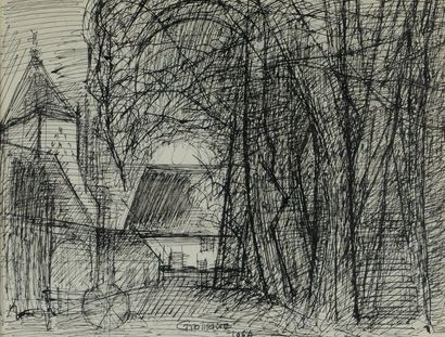Marcel GROMAIRE (1892-1971) 
La ferme, 1964
Ink drawing, signed and dated down the...