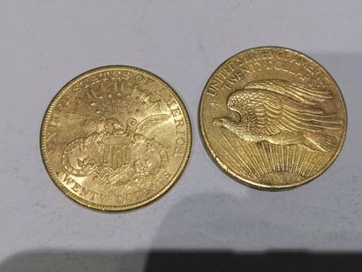 
2 pièces de 20 dollars datées 1906 et 1908


Frais...