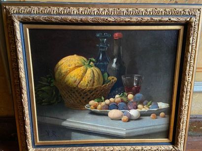 null School end of the XIXth century

Still life with pumpkin and mirabelle plum

Oil...