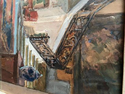 null Paul Hugues

Interior view of the staircase

watercolour

titled on the back...