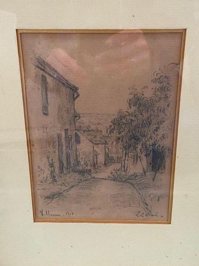 null The village street

pencil on paper

signed lower right E. Lebail

located and...