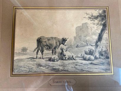 null Herd

ink wash on paper 

Bears a Backhuysen signature in the lower left corner

14...