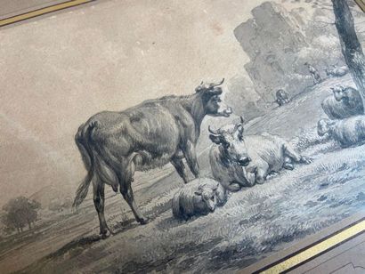 null Herd

ink wash on paper 

Bears a Backhuysen signature in the lower left corner

14...