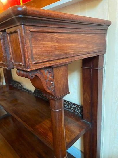 null Mahogany and mahogany veneer sideboard with three trays and a drawer in the...