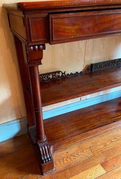 null Mahogany and mahogany veneer sideboard with three trays and a drawer in the...