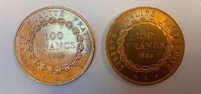 null 2 pièces de 100 Francs or au génie, 1886 et 1909, marquées A.B. Dupré

P : 64,6...