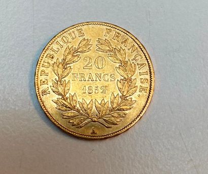 null 1 pièce de 20 Francs or, 1852, Paris, Louis Napoléon Bonaparte, marquée Jacques-Jean...
