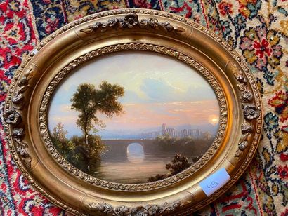 null Deux paysages ovales fixé sous verre

18 x 23 cm 

(vendu en l'état)