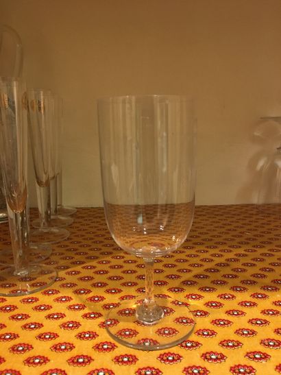 null Lot of glassware including Baccarat stemmed glasses (about 14), carafes with...