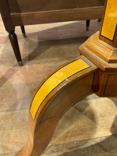  GUERIDON In mahogany and espenille veneer, the marble top is encircled by an associated...