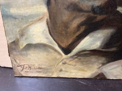  Four Nubian studies 
Oil on canvas 
MICHIELS signature plate in the lower left corner,...