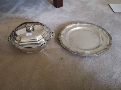  Round silver dish, Minerva punch 950°/°°°...