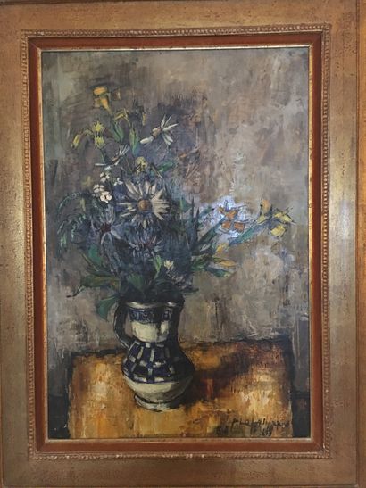  Pierre LETELIER (1928-2000) 
Bouquet de fleurs 
Huile sur toile signé en bas à droite...