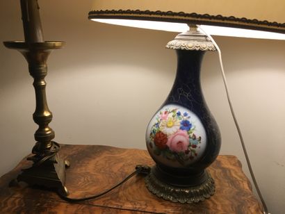  Lot: porcelain lamp with blue background...