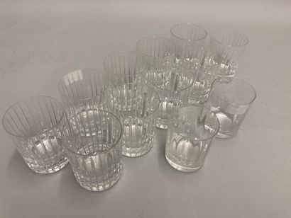 null 
BACCARAT France Set of ten crystal whisky tumblers, fluted model; two glasses...