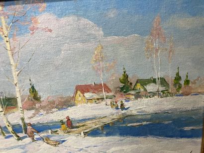 null 
Russian School




Snow Landscape




Oil on canvas marouflaged 




Bottom...