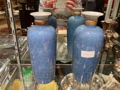  Pair of blue vases (as is) 