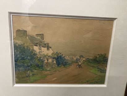 null 
Femmes et enfants, village de Bretagne




Aquarelle




Porte signature en...