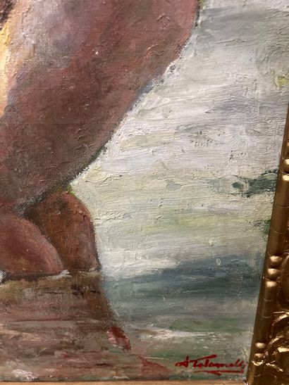  School of the XXth century 
Bather 
Oil on canvas 
Signature at bottom right Albert...