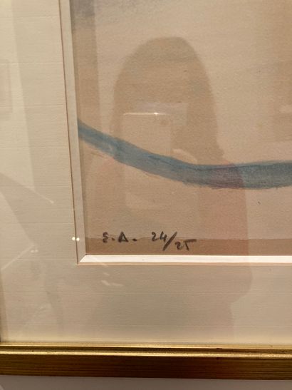  R. MUHL 
Paysage au cyprès 
Lithographie, épreuve d'artiste n°24/25 
56 x 51 cm