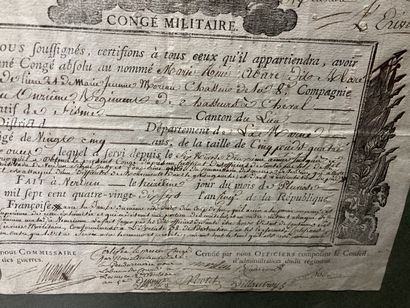 null Un congé militaire encadré regiment de chasseurs 

22 x 27 cm