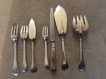 null 
Silverware by Puiforcat: 14 forks, 14 knives, 14 fish cutlery, 14 cake forks,...