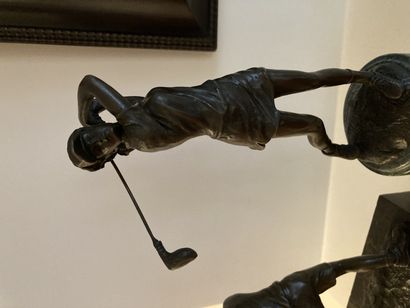 null 
Golfer and tennis player




Two modern bronzes signed Milo at the base 




H:...
