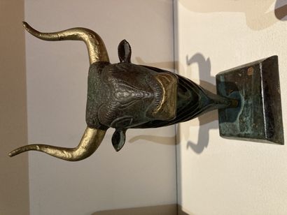 null 
Bronze bull's head H: 20 cm




A red ceramic bull is attached Long: 33 cm

Lot...