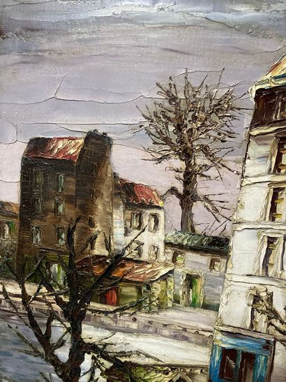  Houses 
Oil on canvas 
Signature plate at the bottom center S. Abrys 
82 x 65 cm...