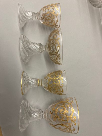  PART OF THE GLASS SERVICE. Saint-Louis Made of transparent glass and decorated with...