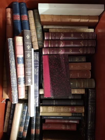  Two cases of volumes bound mainly 19th and 20th centuries Voltaire ... Sold as is...