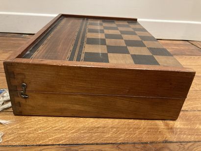 null 
Inlaid checkerboard with tokens, buckets And two dice (worn) 




A very damaged...