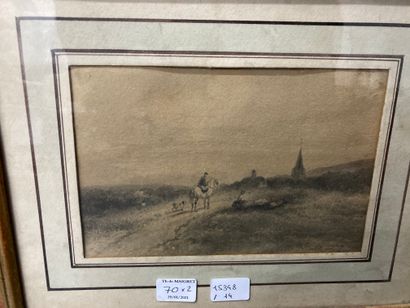  School of the XIXth century 
Rider in a landscape 
Lavis 
Signed lower right and...