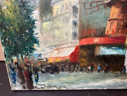  Moulin Rouge 
Oil on canvas 
Signature door at bottom left A Swimberge 
46 x 55...