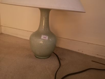  Lot: lamp base with celadon background,...
