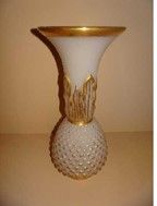  WHITE OPALINE VASE WITH PINEAPPLE-SHAPED...