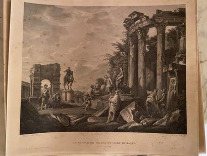null Quatre gravures 

- Villa Albobrandine

- Le Panthéon de Rome 

- Le temple...