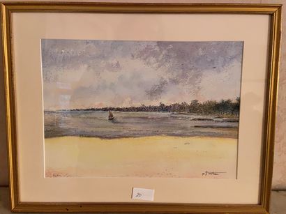 GU HANOTEAU - 1991 Plage 

Encre et aquarelle signée en bas à droite