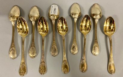 null 
PUIFORCAT - Suite of 10 small teaspoons in gilt red, richly decorated with...